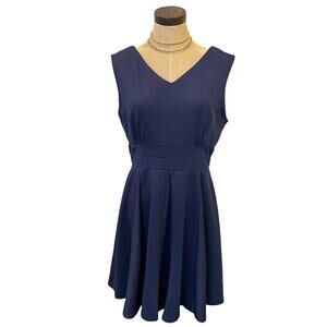 CLOSET Navy Ribbed A Line Dress Women's size 16